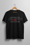 Toki Streetwear Tee - Black heavyweight tee hanging on hanger with Collective Toki graphic